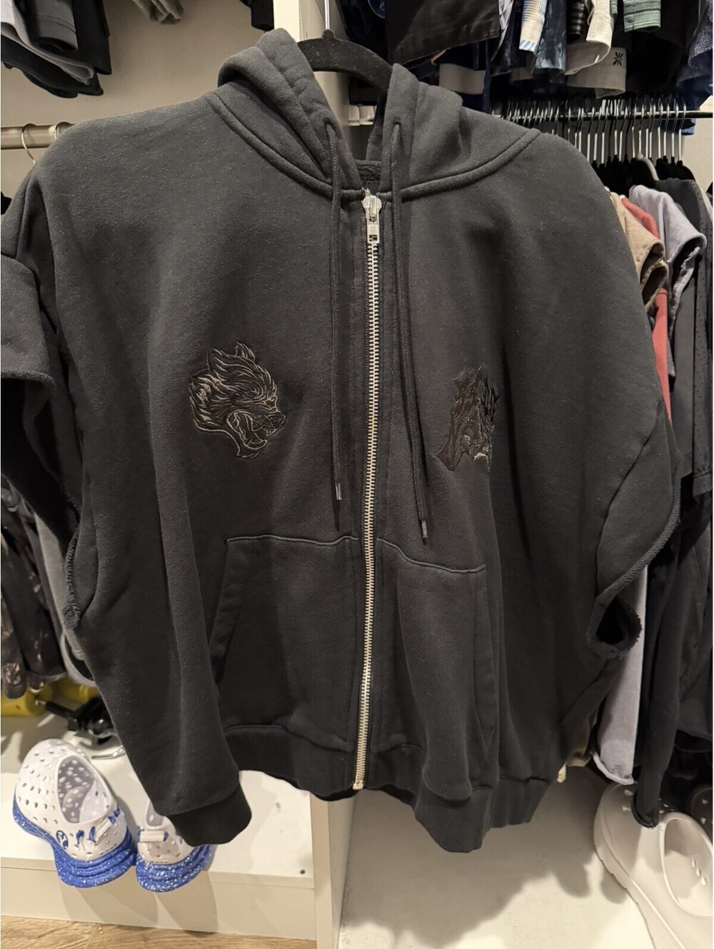 Mens DarcSport Limited Edition Black Large Zip Up Hoodie / Cropped Length